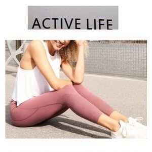 Active Life Rose Mauve Performance Leggings M